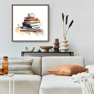 Toile abstraite blanche encadrée minimaliste - livres apaisants