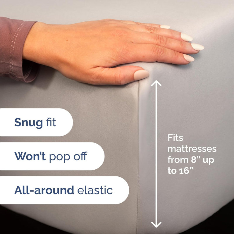 Bamboo Sheet Set, Cooling & Breathable Bed Sheets, Soft Hotel Luxury Bedding, Deep Pocket Fit, Light Gray