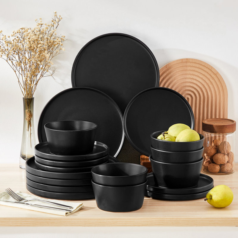 Service de table en porcelaine 18 pièces pour 6 personnes Playb, Noir