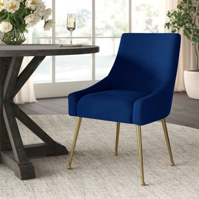 19'' H Velvet Upholstered Metal Parsons Chair