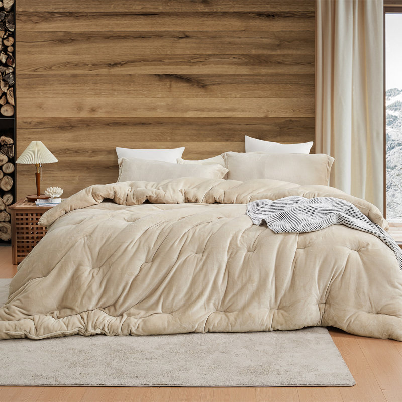 Thickest Comas Thicker Than Thick Oversized Comforter Set, Beige, Twin Extra Long Comforter + 1 Standard Shams