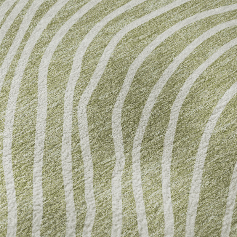 Premium Machine Washable Mayfield AMF2350 Stripes Rug, 8' x 10', Aloe