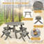 Ensemble de table en bois pour enfants avec table octogonale 4 tabourets et parasol réglable amovible gris