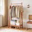Portant à vêtements robuste en bois massif autoportant, porte-vêtements en forme de A avec tablette de rangement inférieure et crochets latéraux, présentoir à vêtements pour chambre à coucher, couloir-1519659391