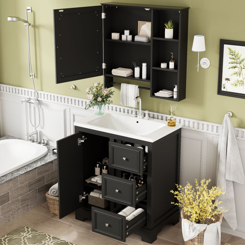 Armoire de salle de bain Thurmann, Noir