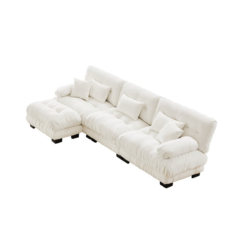 Canapé modulaire polyvalent pour le salon, améliorant le confort et le style, 35.42" H x 133.82" W x 59.62", Blanc