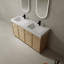 Meuble-lavabo autoportant de 60 po avec lavabo double en résine blanche et 4 portes d'armoire à fermeture en douceur (KD-PACKING)