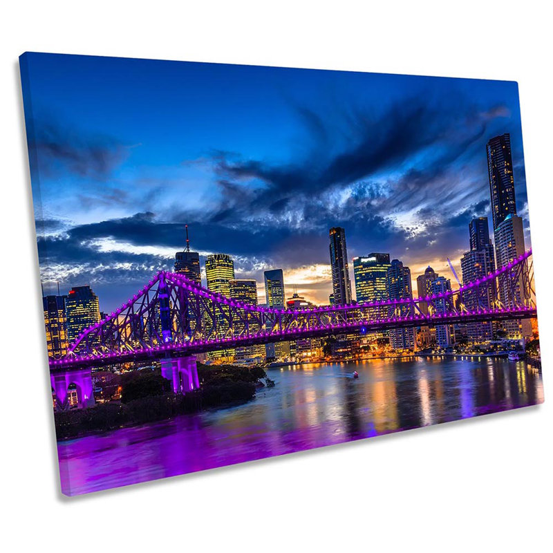 Brisbane Skyline City Australia - Wrapped Canvas Print, 50.8cm H x 76.2cm W x 2cm D