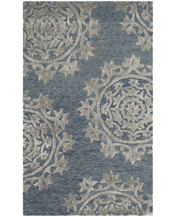 Rudra Hand Tufted Wool, Viscose Damask Rug