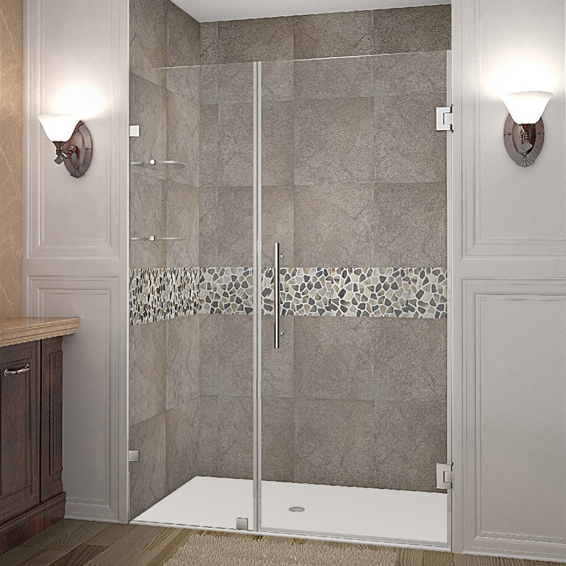 Nautis GS 78" Frameless Hinged Shower Door with Glass Shelves