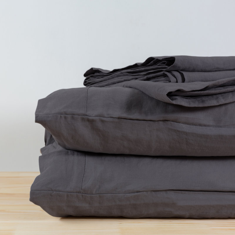 Charcoal Queen Cotton Sheet Set with Pillowcases