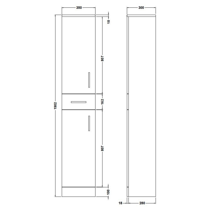 Linen Cabinet, 190.2cm H x 35cm W x 30cm D