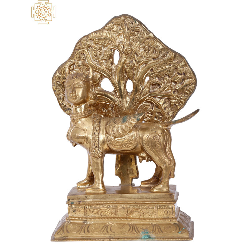 Figurine Kamdhenu Cow sous Kalpavriksha