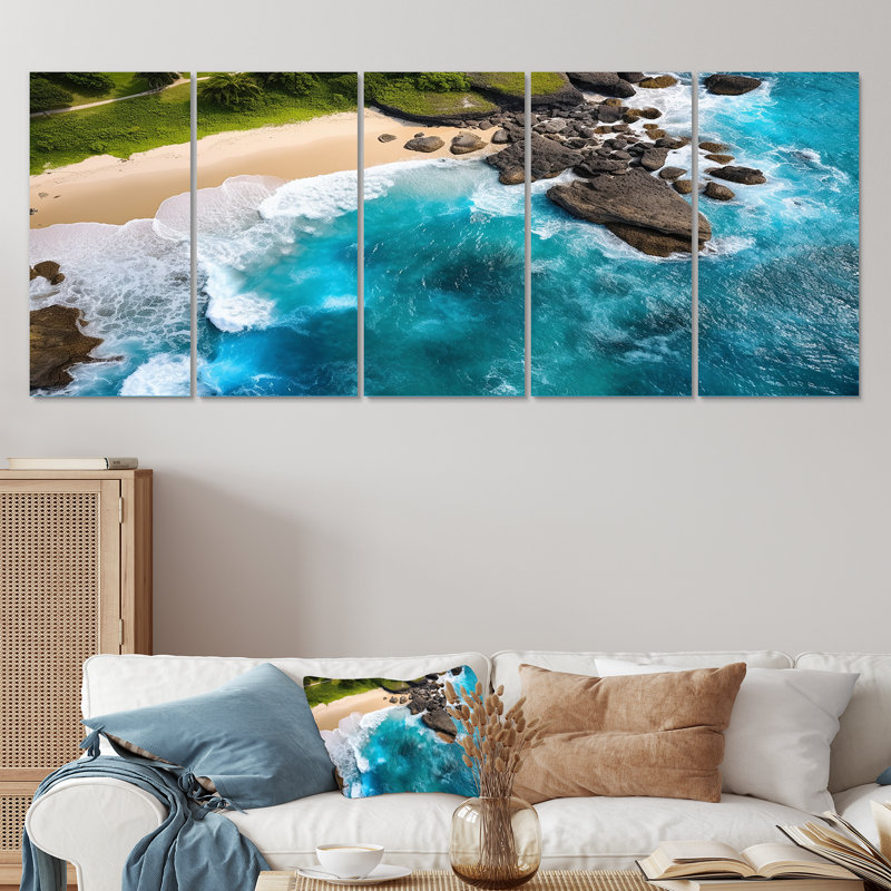 5 pièces d'art mural Rocky Beach, H 28 po x l 60 po