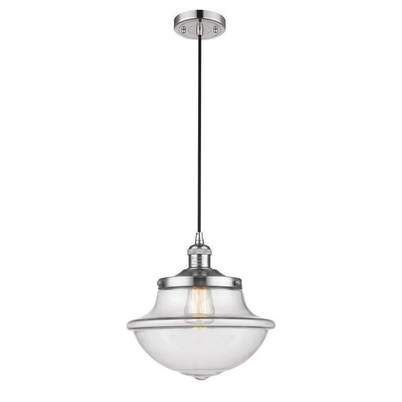 Luminaire suspendu simple à 1 lumière Blown, Laiton antique, Transparent