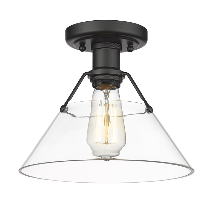 Plafonnier encastré à une lumière de 10 po Weatherford, Noir mat, Verre transparent