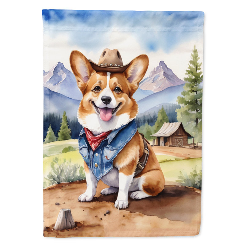 Drapeau Cowboy Welcome Garden, Bleu / rouge Corgi