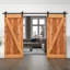 Porte de grange en bois massif lambrissé et métal-86646391-86646378