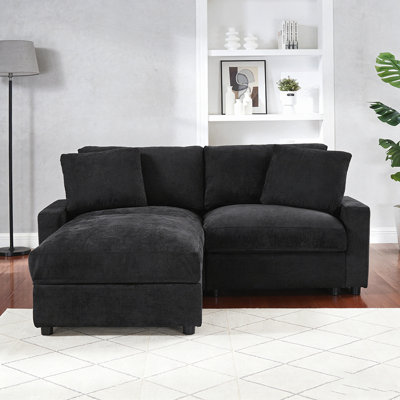 Canapé modulaire modulaire avec 3 rangements, canapé en L en polyester pour salon avec repose-pieds