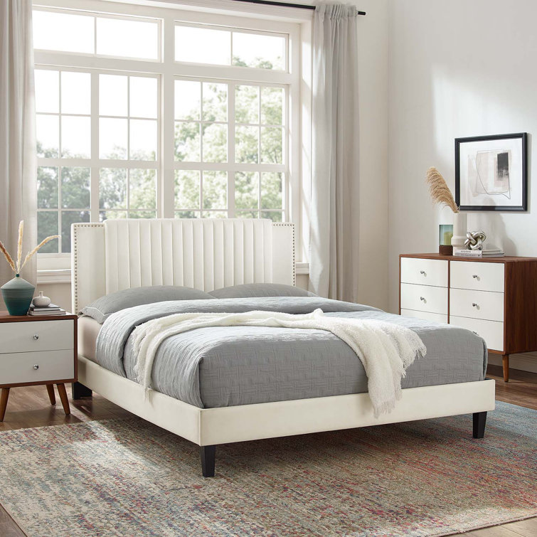 Zahra Channel Tufted Performance Velvet King Platform Bed (incomplete, box 2 of 2)