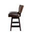 Tabouret de bar pivotant avec dossier à losanges en relief - Tabouret de bar rembourré en cuir brun avec garniture cloutée