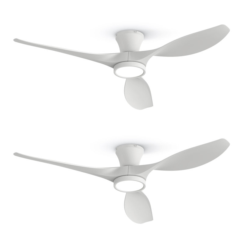 Ventilateur de plafond 52 po avec lumières DEL (ensemble de 2), Blanc avec pales blanches