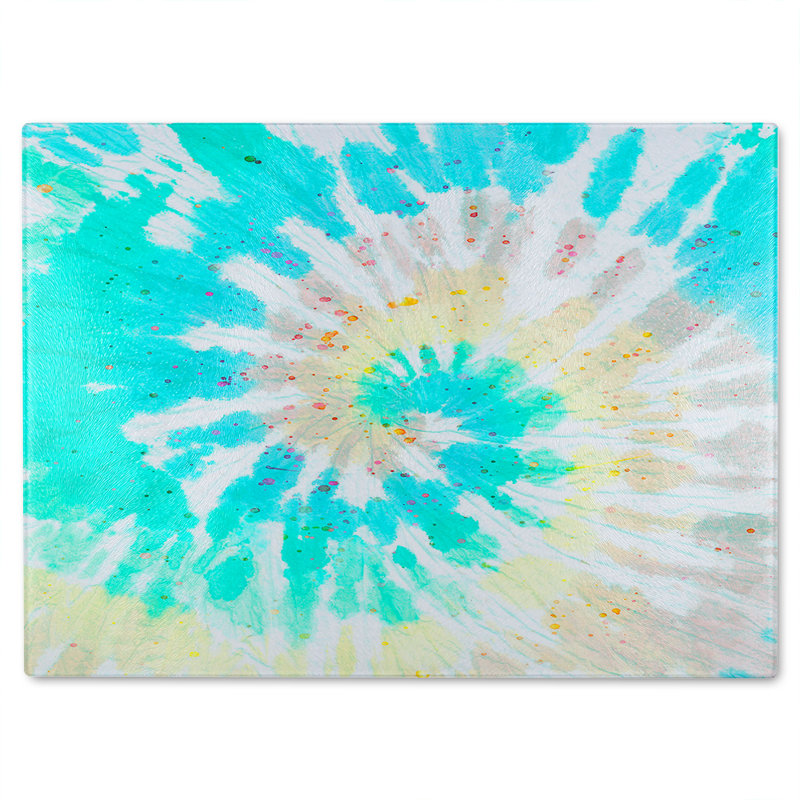 Tie Dye Pattern Shibori Print Glass Chopping Board, 40cm L x 28cm W