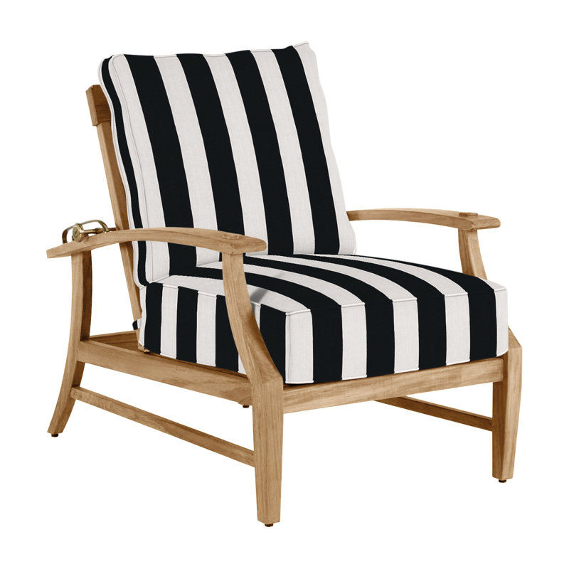 Croquet Teak Patio Chair with Cushions, Welt + Dream Fill, Linen Dove, Natural Teak