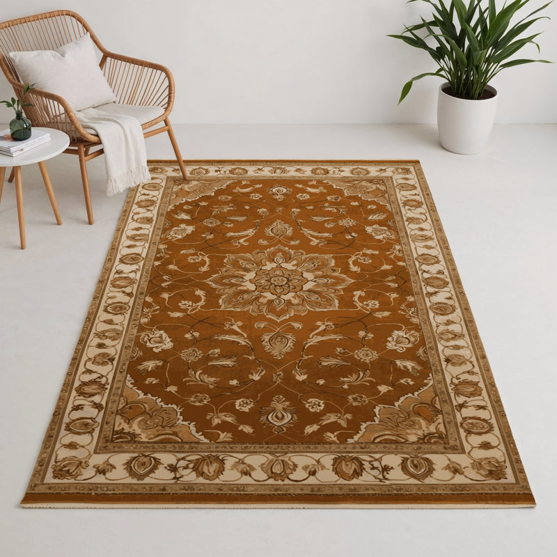 Tabriz Brown Indoor and Outdoor Area Rug, Rectangle 9' x 12'