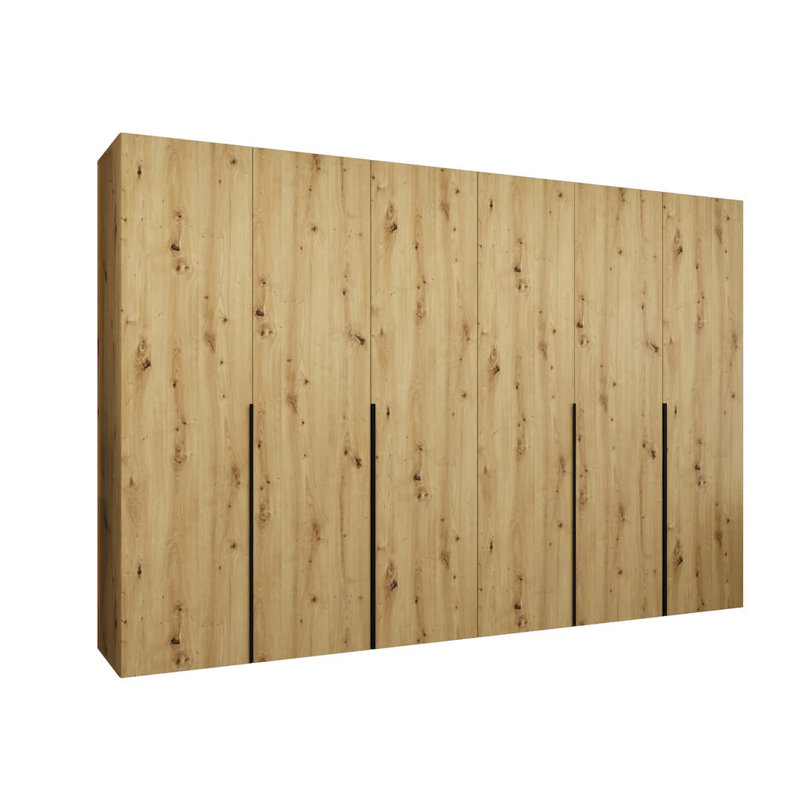 Bia 6 Door Manufactured Wood Wardrobe, Oak Artisan