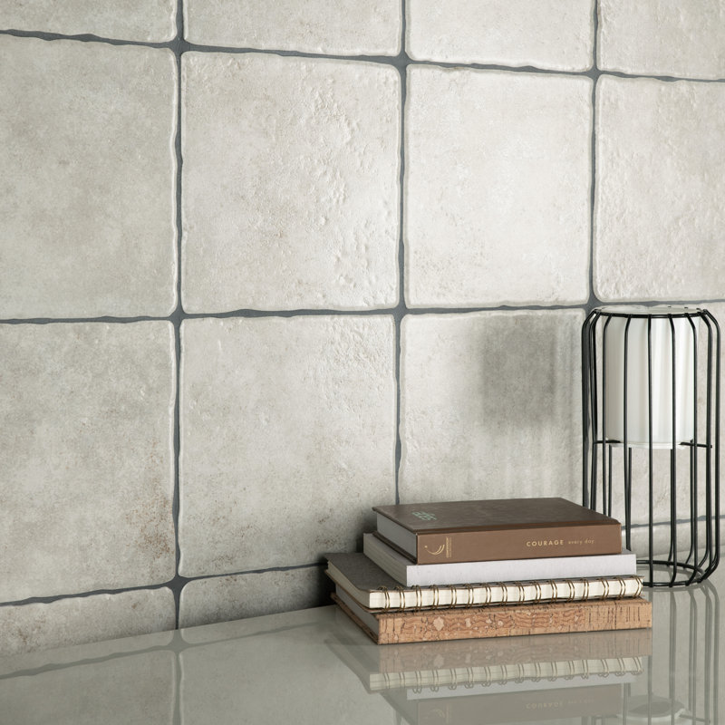 Costa 8" x 8" Ceramic Wall & Floor Tile, Gray