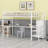 Loft Bed With L-Shaped Desk And USB, Wardrobe And Adjustable Shelf And LED-532812417