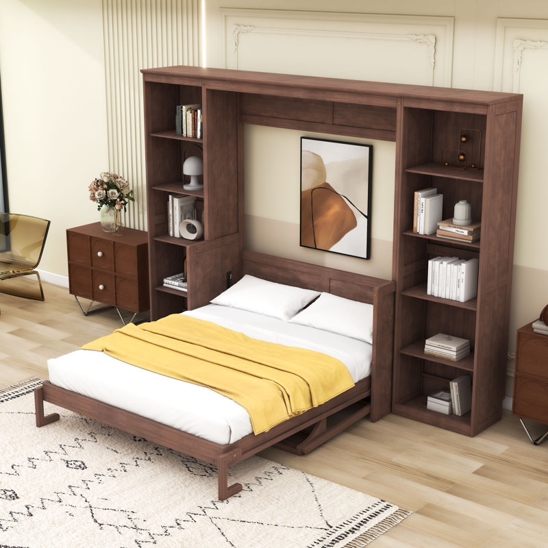 Lit escamotable en bois avec rangement spacieux, Complète