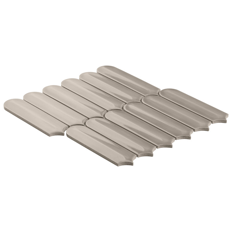 Plumes superposées 11,41 po X 12,87 po Carreau de mosaïque murale en céramique brillante (11,11 pieds carrés / caisse)