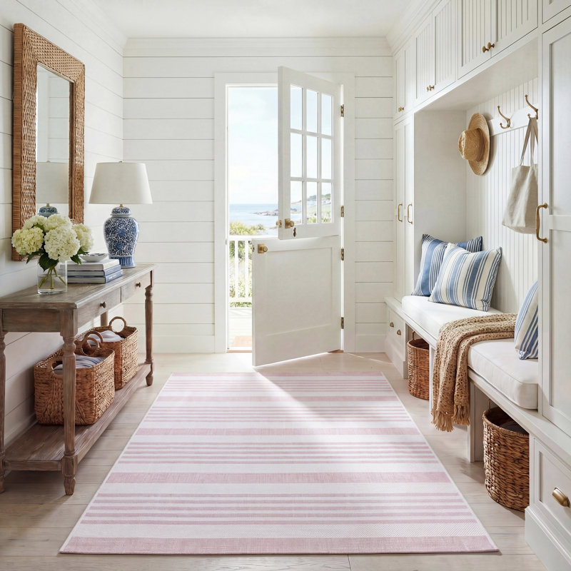 Ketilfrith Performance Striped Indoor/Outdoor Area Rug, Rectangle 5'3" x 7'7"