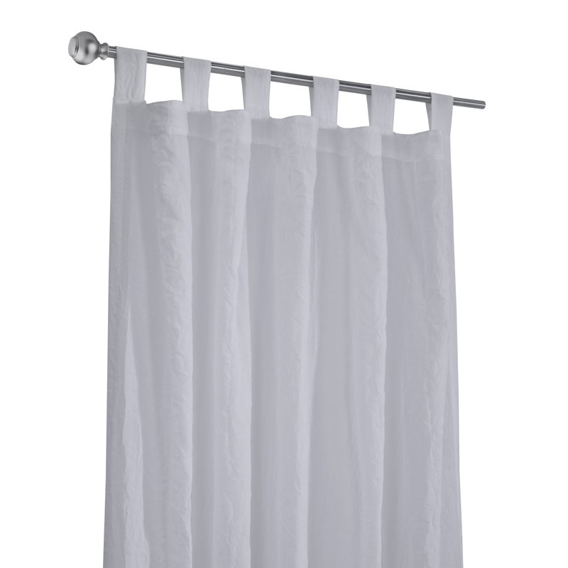 Panneau de rideau transparent à pattes écrasées 52 en blanc, L 52 po x L 108 po