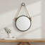 Miroir rond en fer avec support en corde