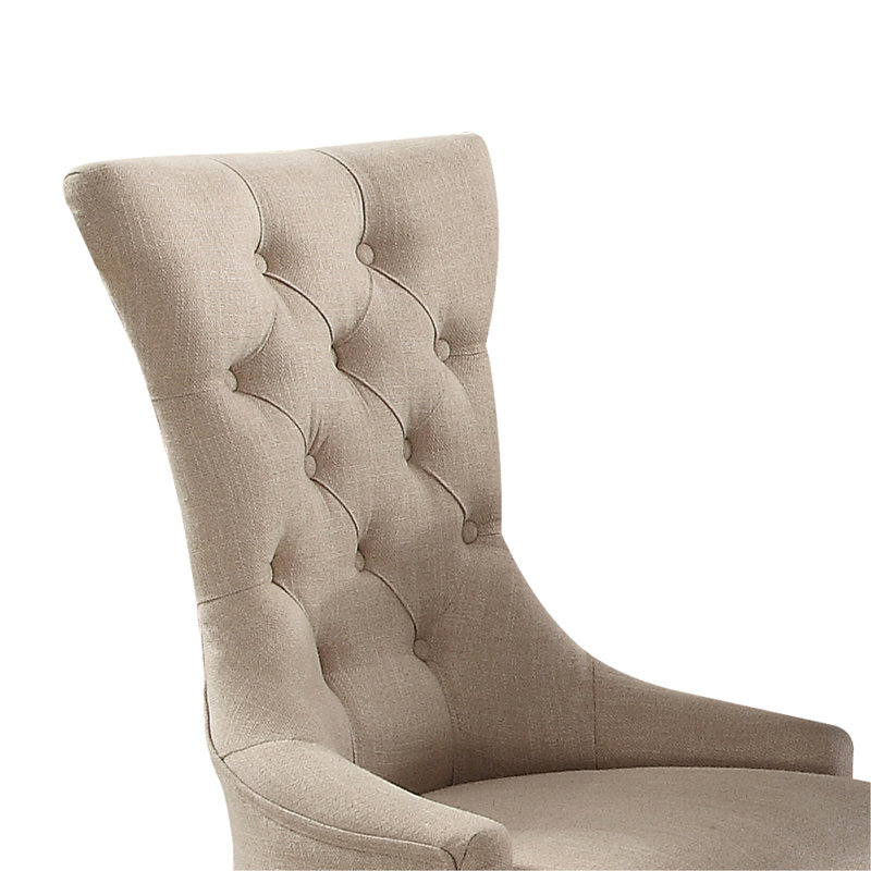Chaise d'appoint capitonnée beige et patinée espresso (ensemble de 2)
