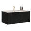 Meuble-lavabo flottant 36 po - avec chêne noir brossé rayé, lavabo en céramique blanche, bords courbés, solution de rangement pratique moderne pré-assemblée