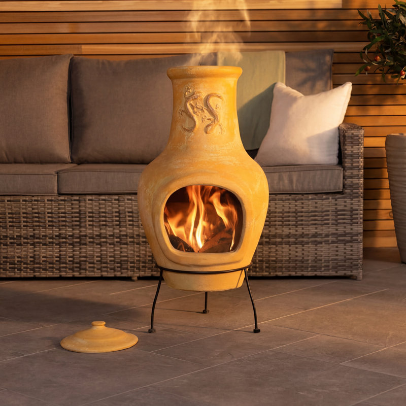 Rasberry Round Clay Smokeless Chimnea