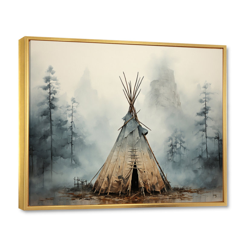 Tente de jeu gris natif. «Whispers Of Spirit», reproduction d'art sur toile encadrée, H 24 po x l 32 po, Doré
