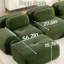 Olive modulaire avec 3 repose-pieds, éponge à haute résilience 32d, sans assemblage, base antidérapante pour les sièges en velours côtelé à trois places