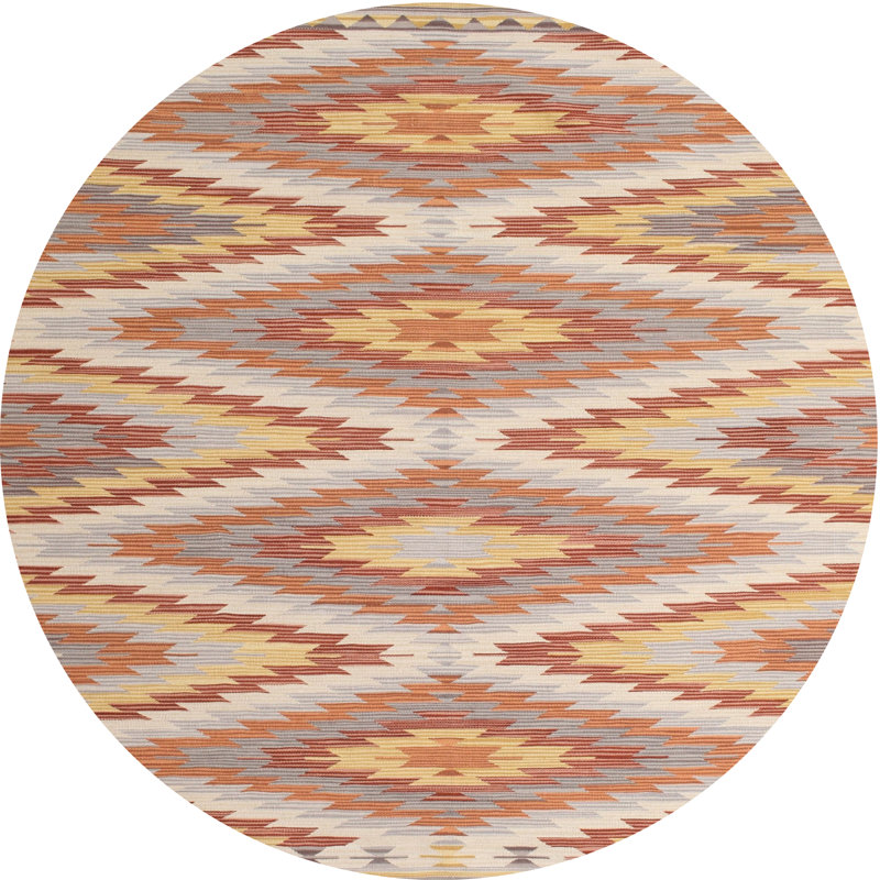 Tapis rouge / beige Leigha, Rond 8 pi