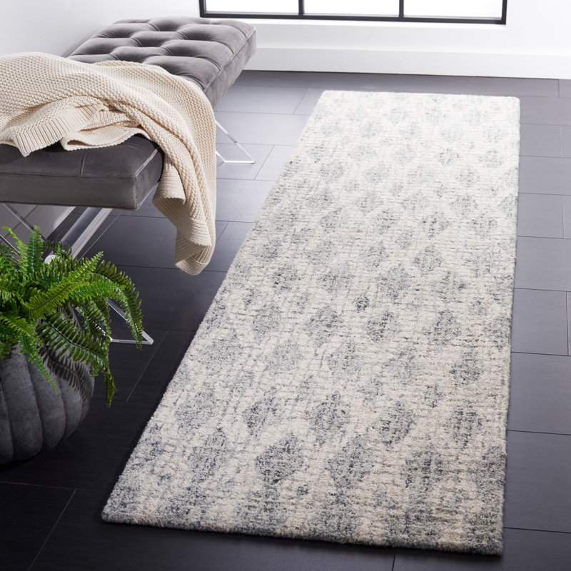 Tapis géométrique en laine touffeté à la main Sohanny, Tapis de couloir 2 pi 3 po x 8 pi