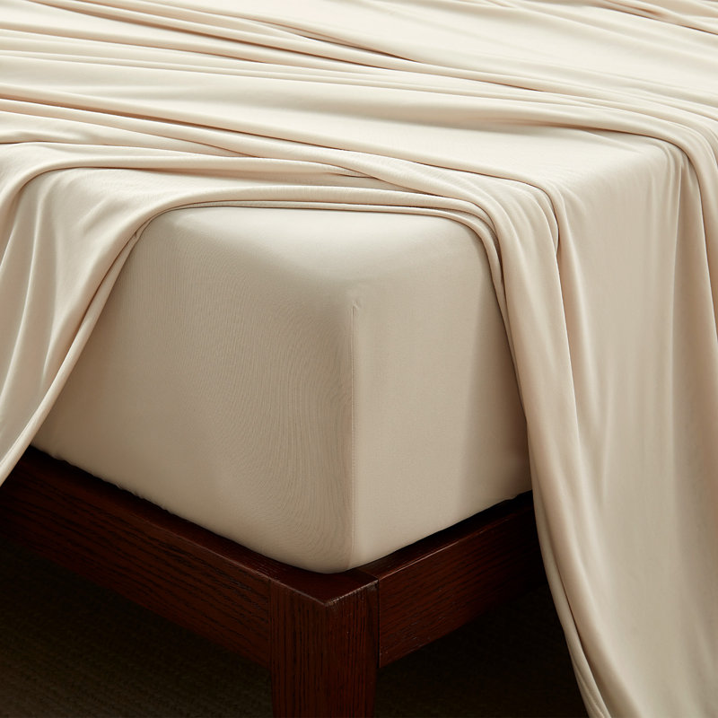 Solid Jersey Knit Sheet Set, Beige, Queen Sheet Set with  4 additional pieces