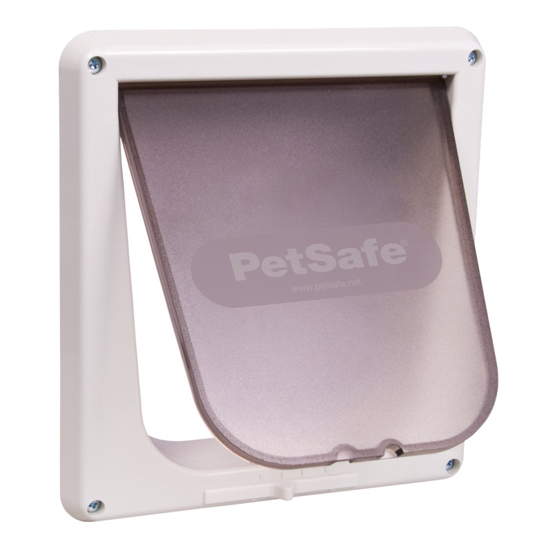White 4-Way Locking Small Cat Door