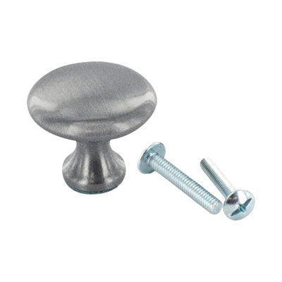 Outwater 25 Pack 1-1/4" Diameter Satin Pewter Cabinet Knobs – Zinc Die Cast, Modern Style