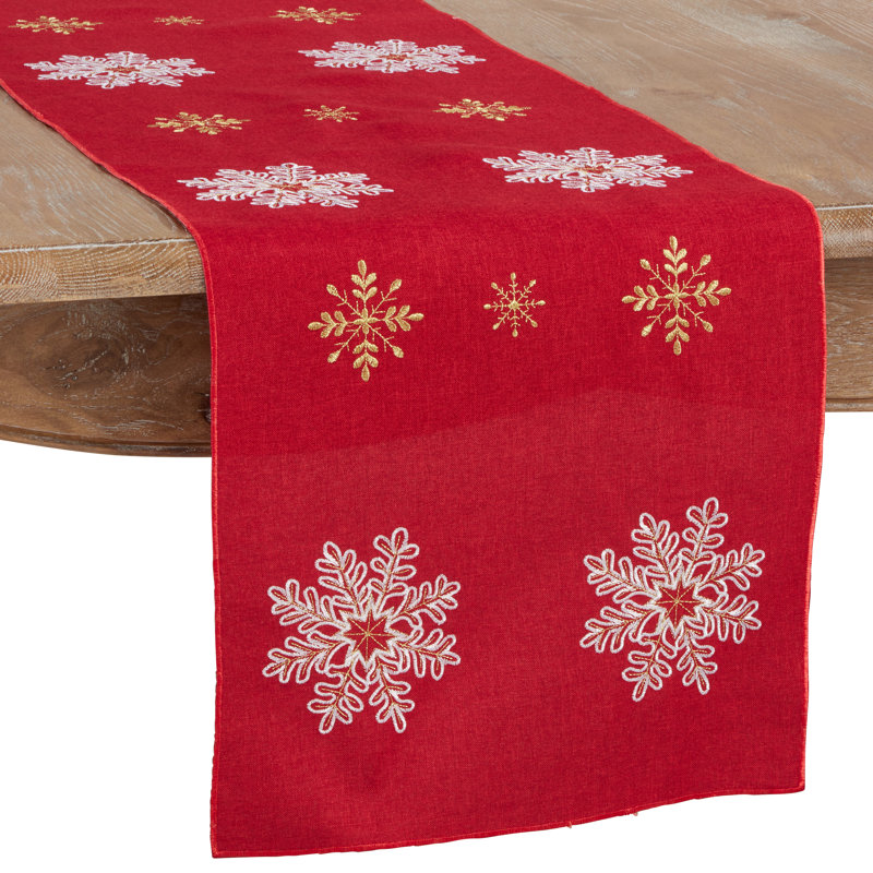 Sermons Geometric Christmas Table Runner, 90" x 16", Red