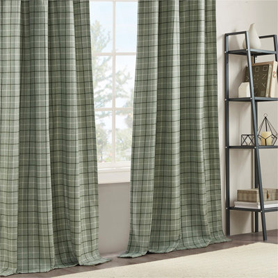Thermal Fleece-lined Polyester Plaid Curtains For Cozy Cabin Ambiance