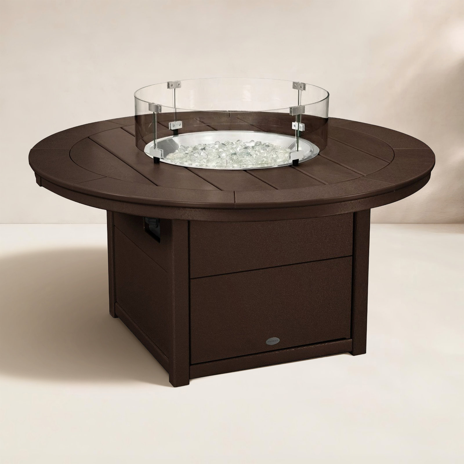 POLYWOOD Round 48" Fire Pit Table, Mahogany
